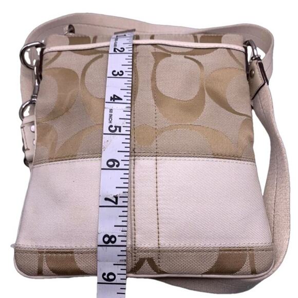 COACH Beige and Cream Canvas Signature Crossbody - Picture 8 of 9